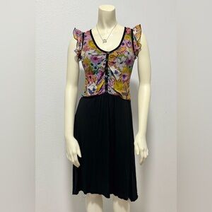 ETRO Silk Bodice Floral Midi Dress EU 42 / US 6–8 Made in Italy Vintage Designer